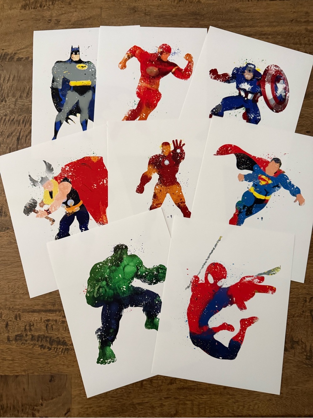 Set of 8 Superhero Art Prints from Big Wig Prints